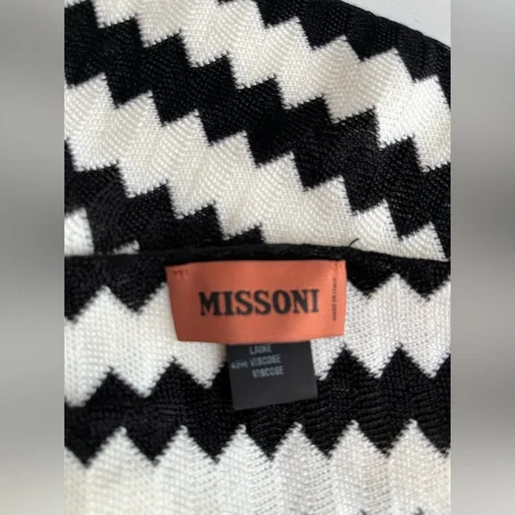 Missoni Zigzag Wool Blend Scarf Black & White - Picture 6 of 8